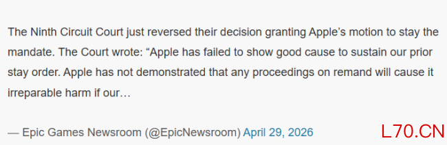 Epic Games鏖战Apple诉讼新进展 Apple拖延战术失败